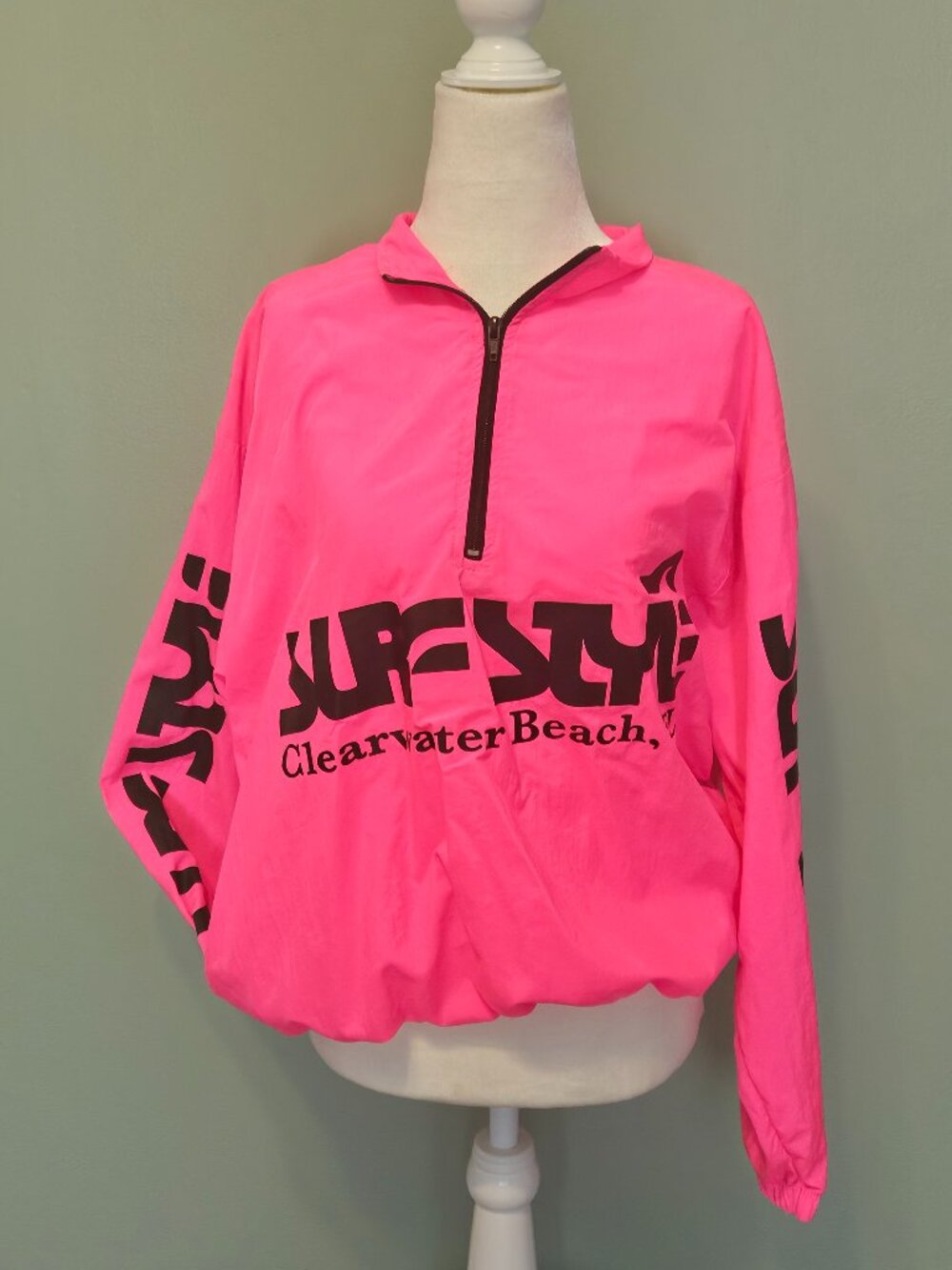 Vintage 90s Surf Style Clearwater Beach Jacket Windbreaker One Size